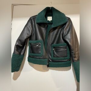 Green Sherpa Leather Jacket